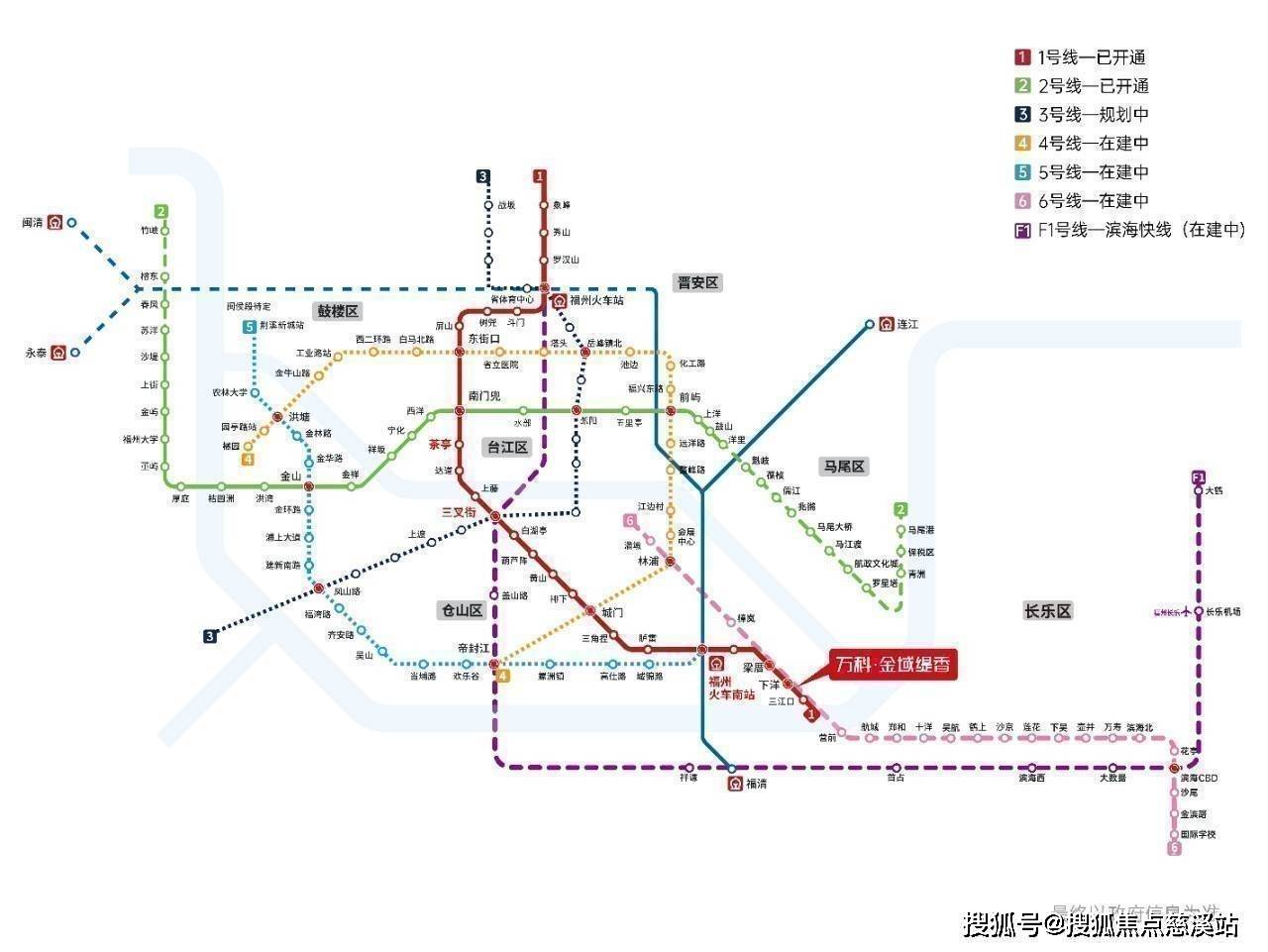 长乐区,无缝接驳三江口,长乐,滨海新城地铁1号线(下洋站/三江口站)3站