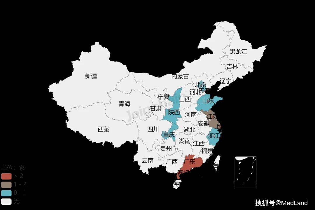 图6 2023年全国有源植入器械高新技术企业数量分布地图数据来源:众成