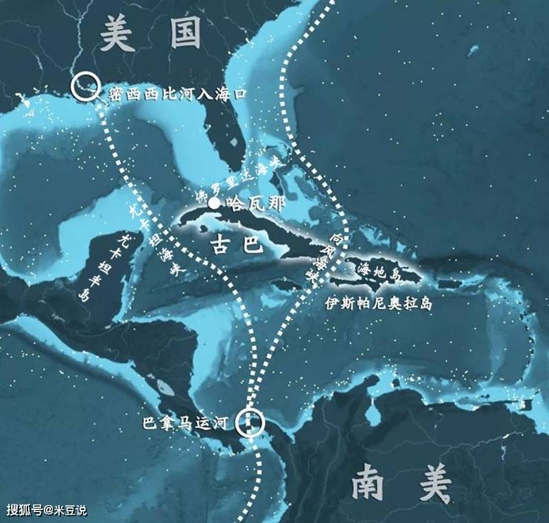 古巴岛东部与海地岛之间的向风海峡对美国东海岸的货物运输至巴拿马