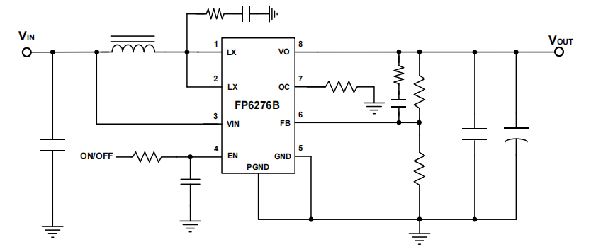 dc/dc 5v2a输出同步升压芯片-fp6276bxr-g1-同步升压带限流