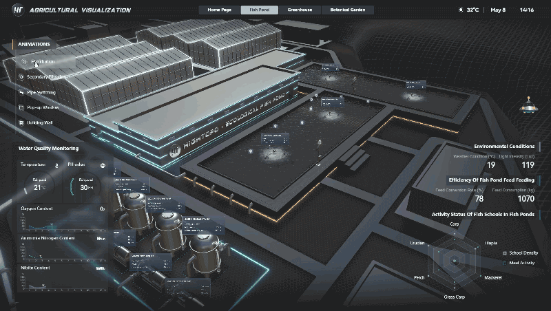 图扑智慧农业——生态鱼塘数字孪生监控