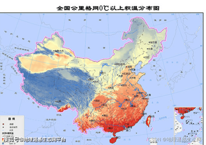 积温空间分布数据,气温分布数据,日照数据,降雨量分布