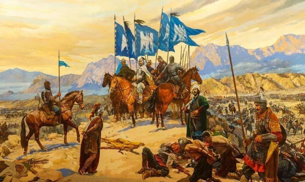 蒙古骑兵油画图片