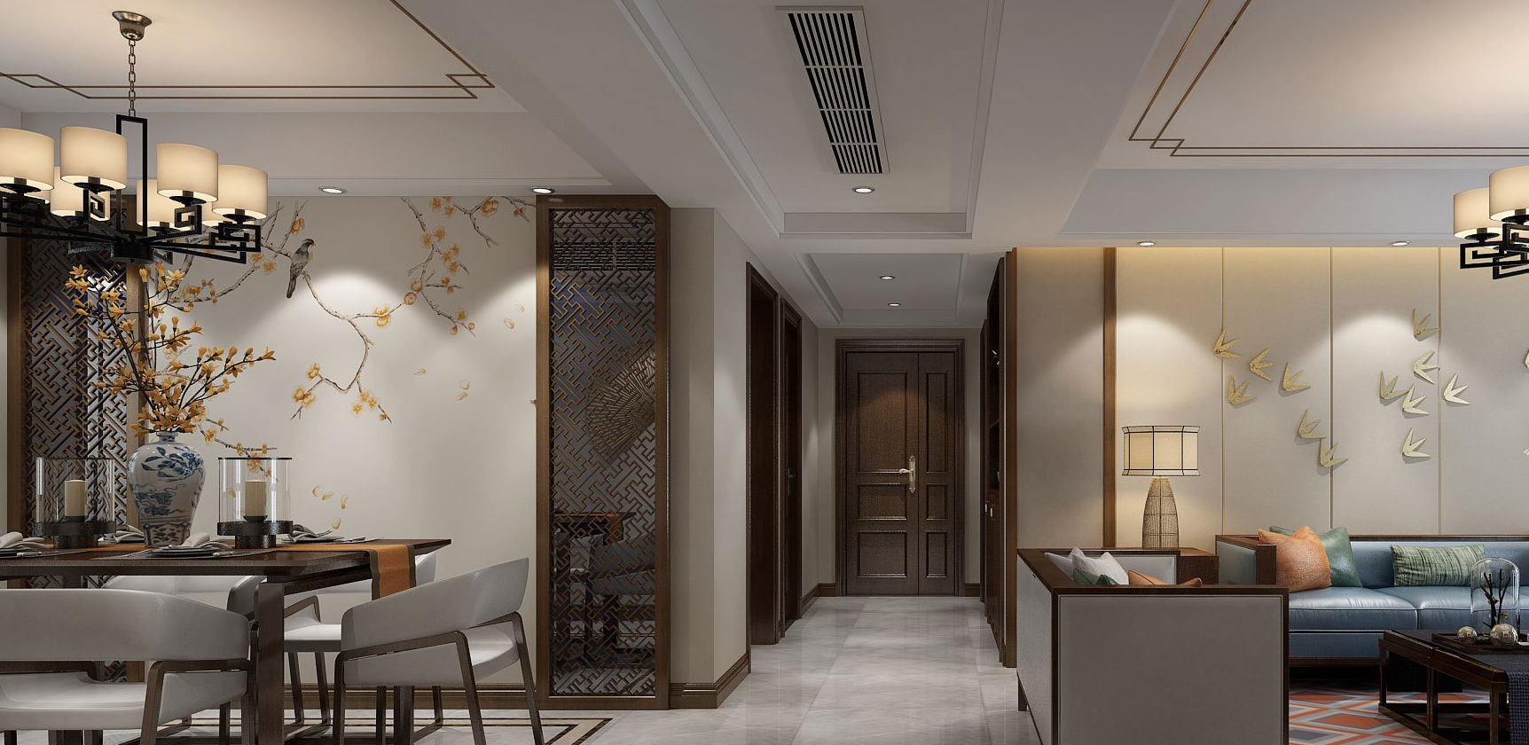 绿地四期160平米新中式风格洋房,精致的设计展现低调的奢华!