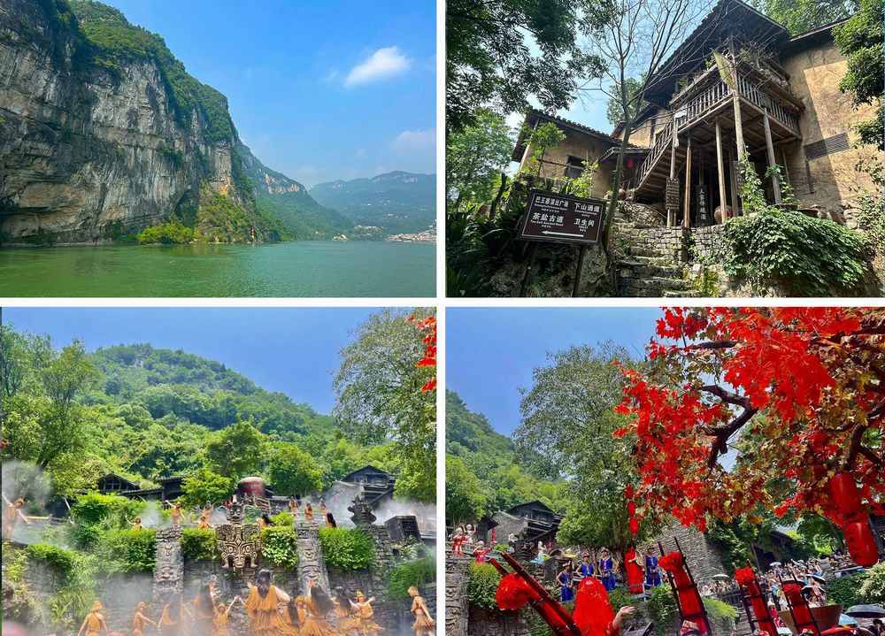 午饭后,我们漫步在龙进溪畔,感受"湖北小九寨"的神秘美.