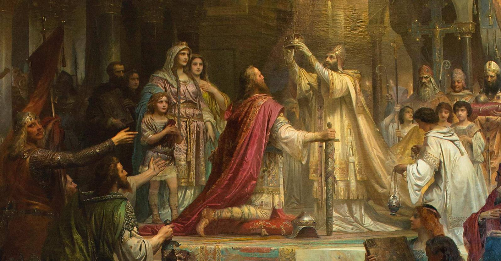 征服了欧洲,建立了一个庞大的帝国—查理帝国,还得到了教皇的加冕,被