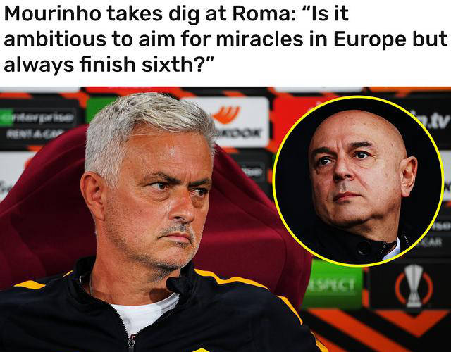 穆里尼奥批评罗马热刺:满足第6名目标欧联杯够雄心吗?