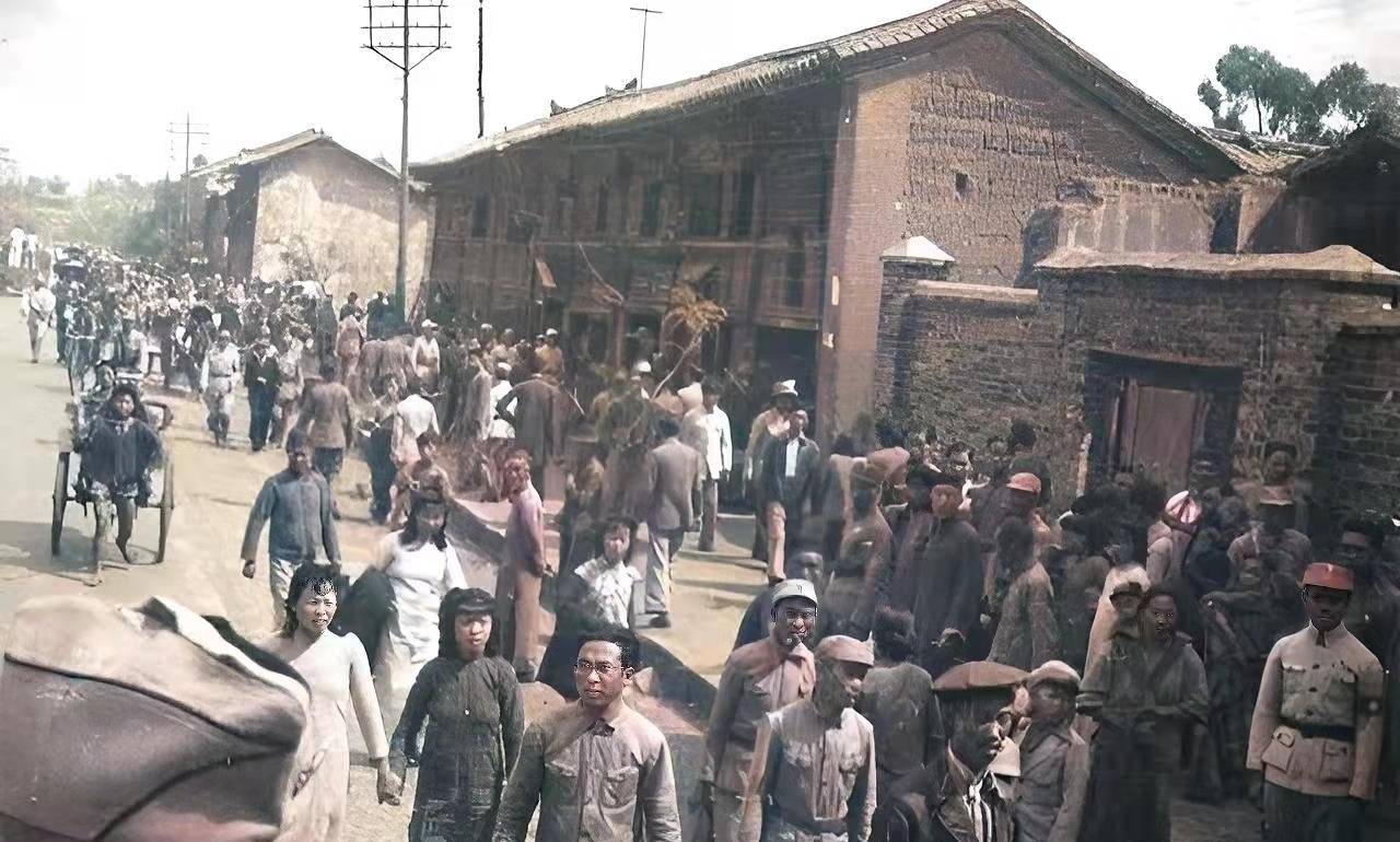 老照片:1940年西南重要城市昆明街头的珍贵历史画面