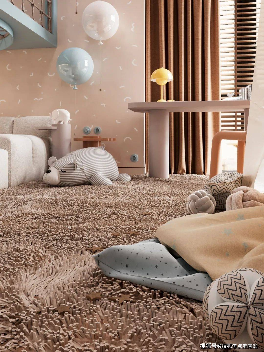 儿童区域则增添了更多的色彩,备显轻松,活力,浅蓝色让人如临海洋,黄色