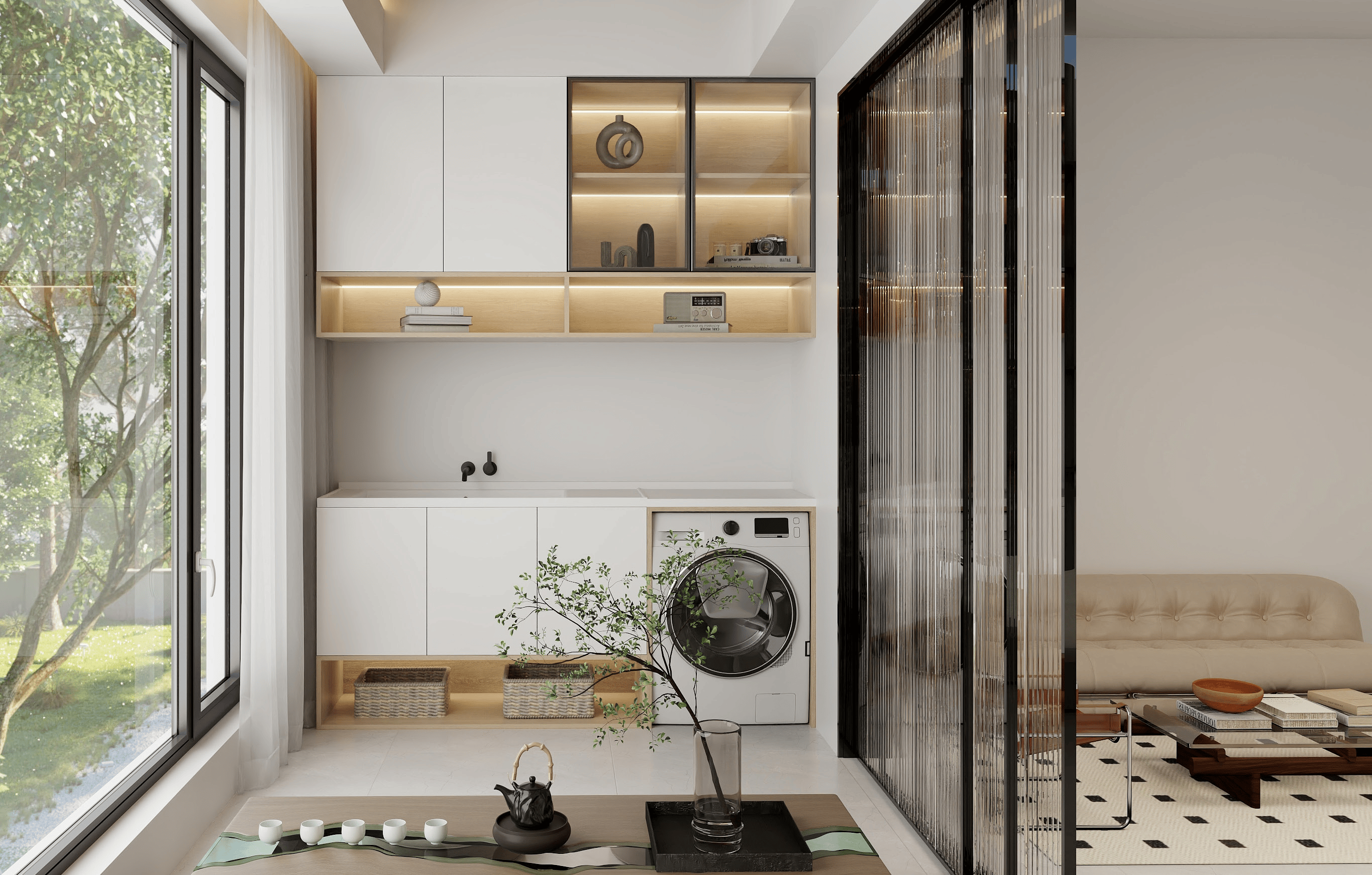 在这个特别的日子里,为什么不考虑为父亲定制一款生活阳台洗衣柜呢?