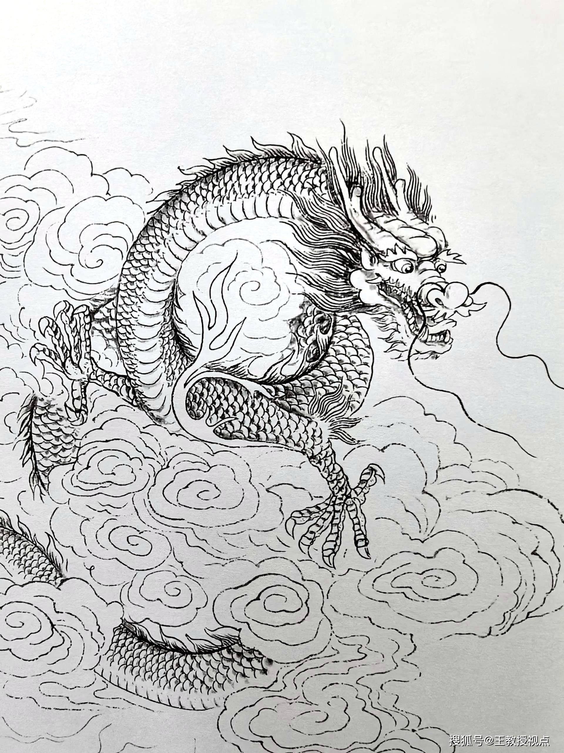 龙腾九天:白描龙系列作品赏析,感受龙的霸气与神韵