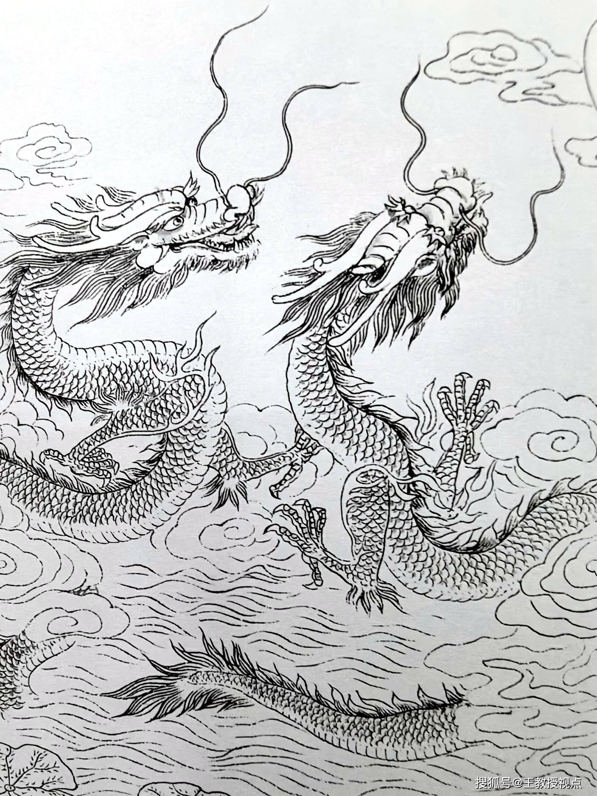 龙腾九天:白描龙系列作品赏析,感受龙的霸气与神韵