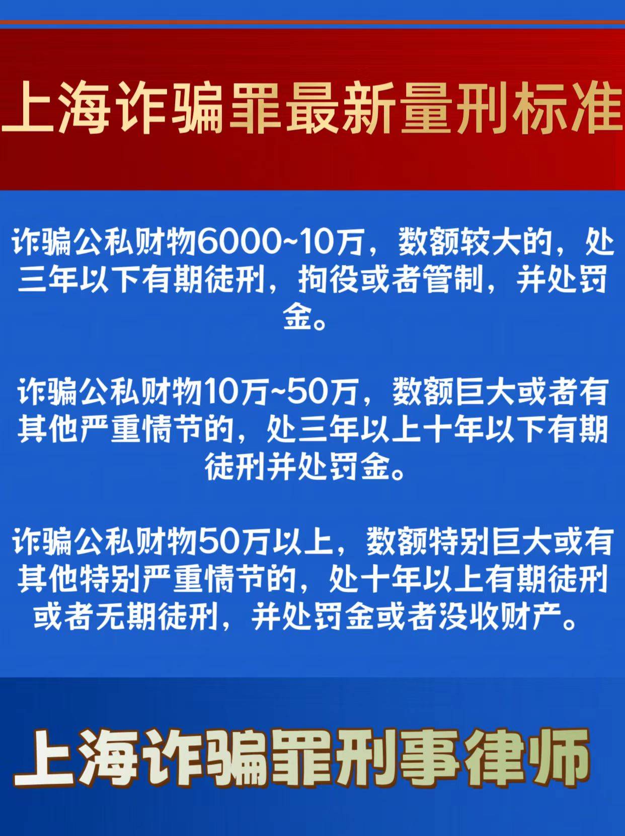 上海诈骗罪最新量刑标准/建议收藏