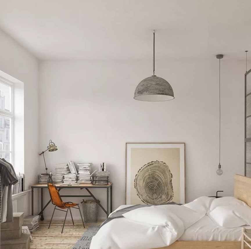 去除繁杂的纹样,图案和雕花,细腿家具,充满设计感的吊灯等都是北欧风