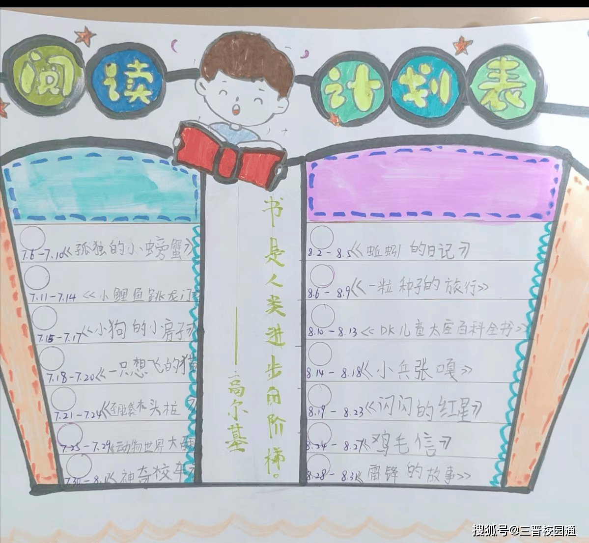 同学们制定了详细的读书计划,通过阅读科普类书籍,绘制手抄报等形式
