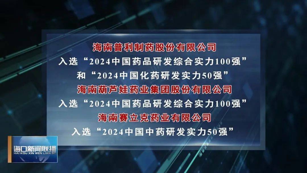 【新闻报道】普利制药亮相海口新闻联播:加强科技研发投入,提升核心竞