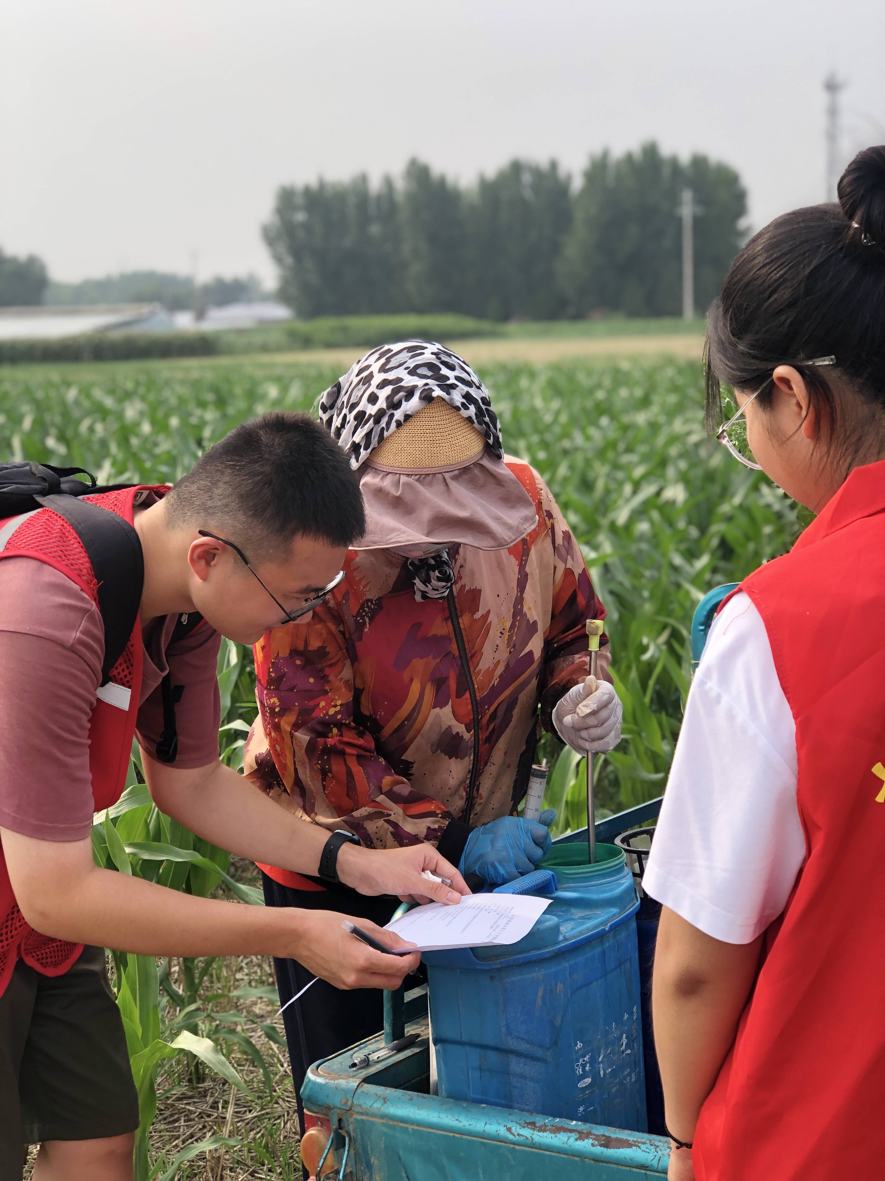 调研队进行田间地头的实践调查,和农户交谈