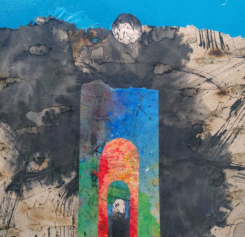 卢清水墨综合材料绘画作品