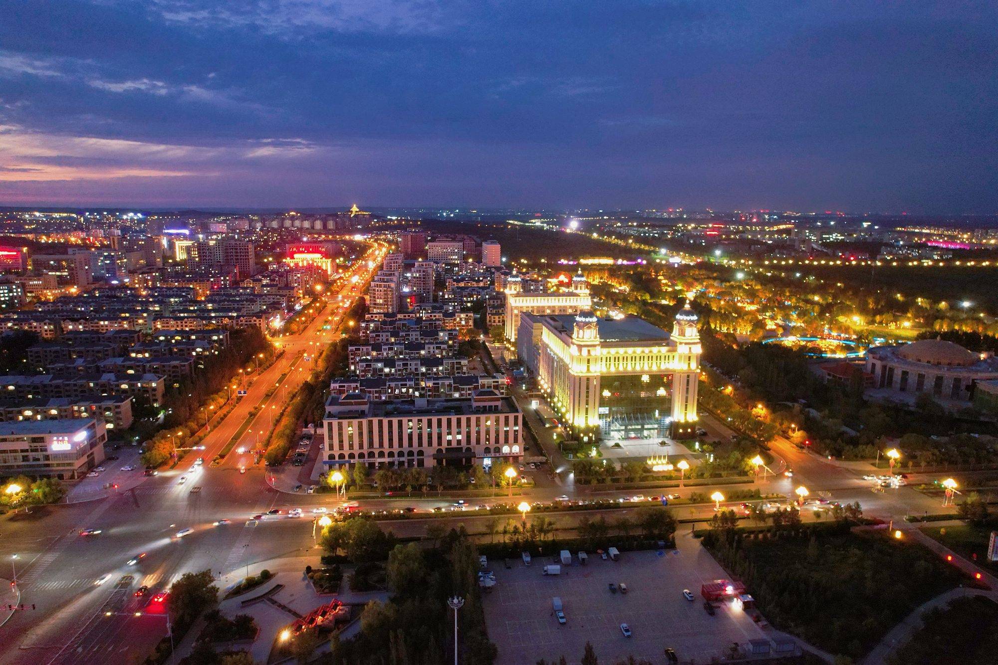 康巴什网红夜景图片