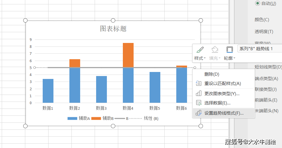 excel如何制作带有长横线的对比图表