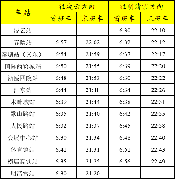 金义东轻轨时刻表图片