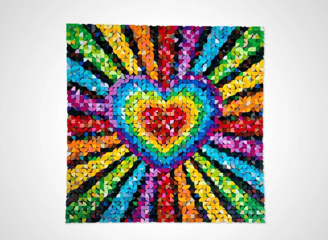 彩虹之心,色彩缤纷的乐高颗粒画创作过程分享