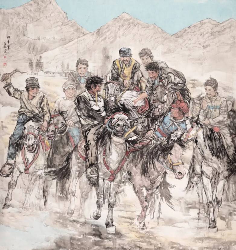 泰丰国际丨国画草原系列:叼羊