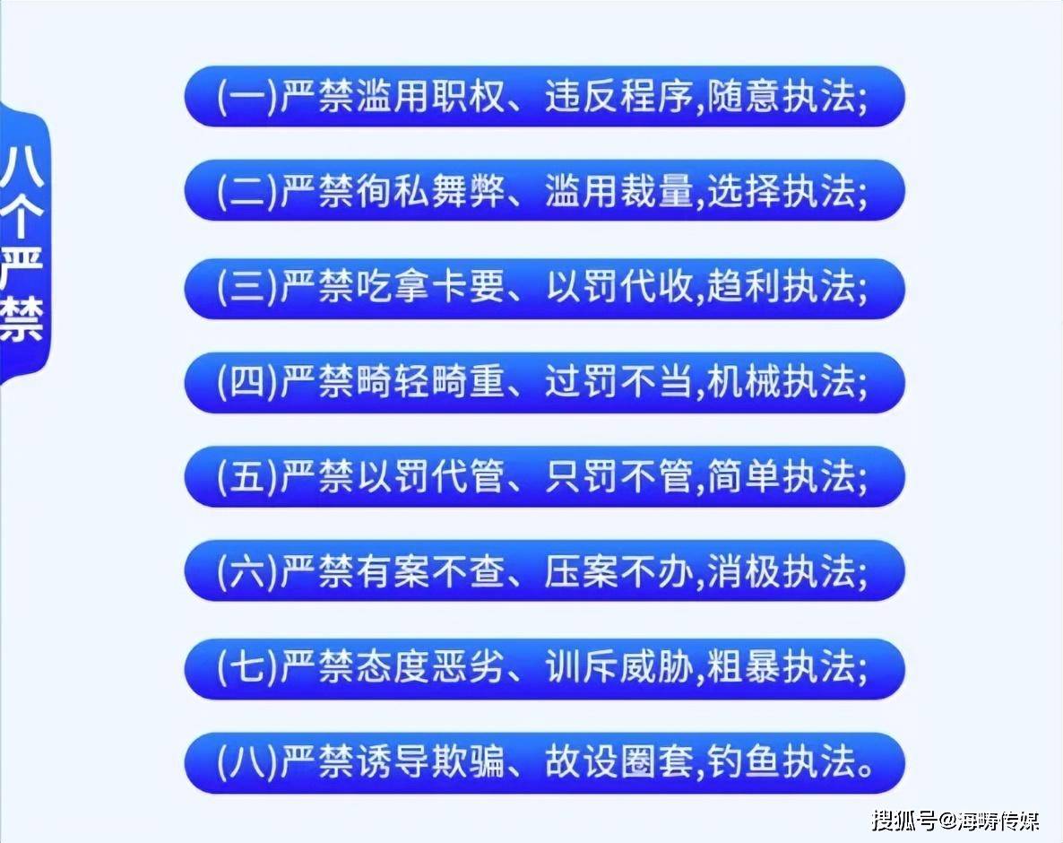 行为规范》提出的"八个严禁"和"十个不得,涵盖了执法人员在实施