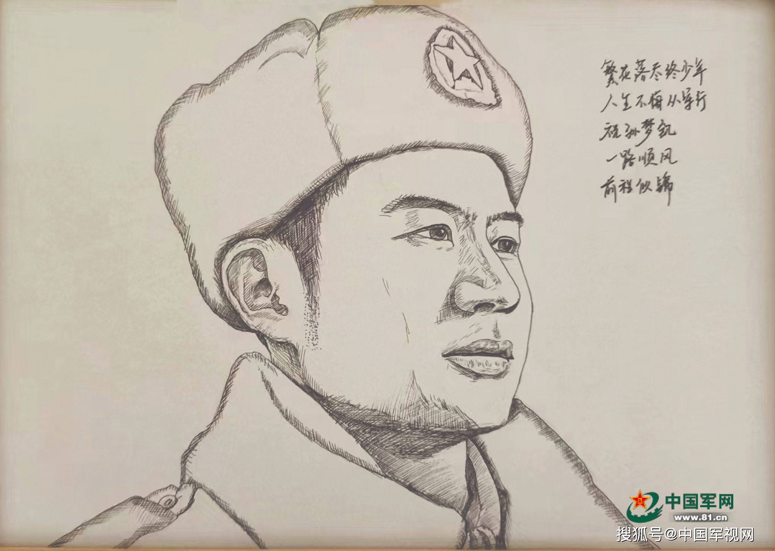 素描军人作品图片