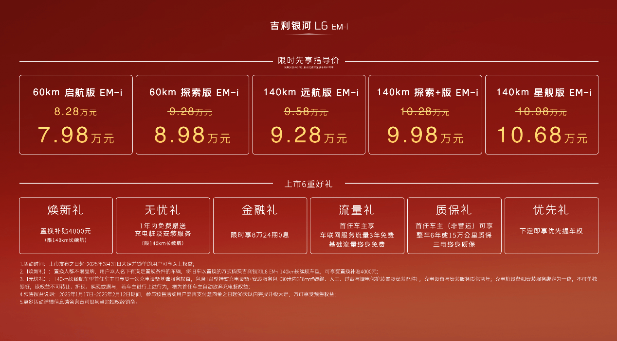 树立国民精品电混家轿标杆 吉利银河L6 EM-i售价7.98万起