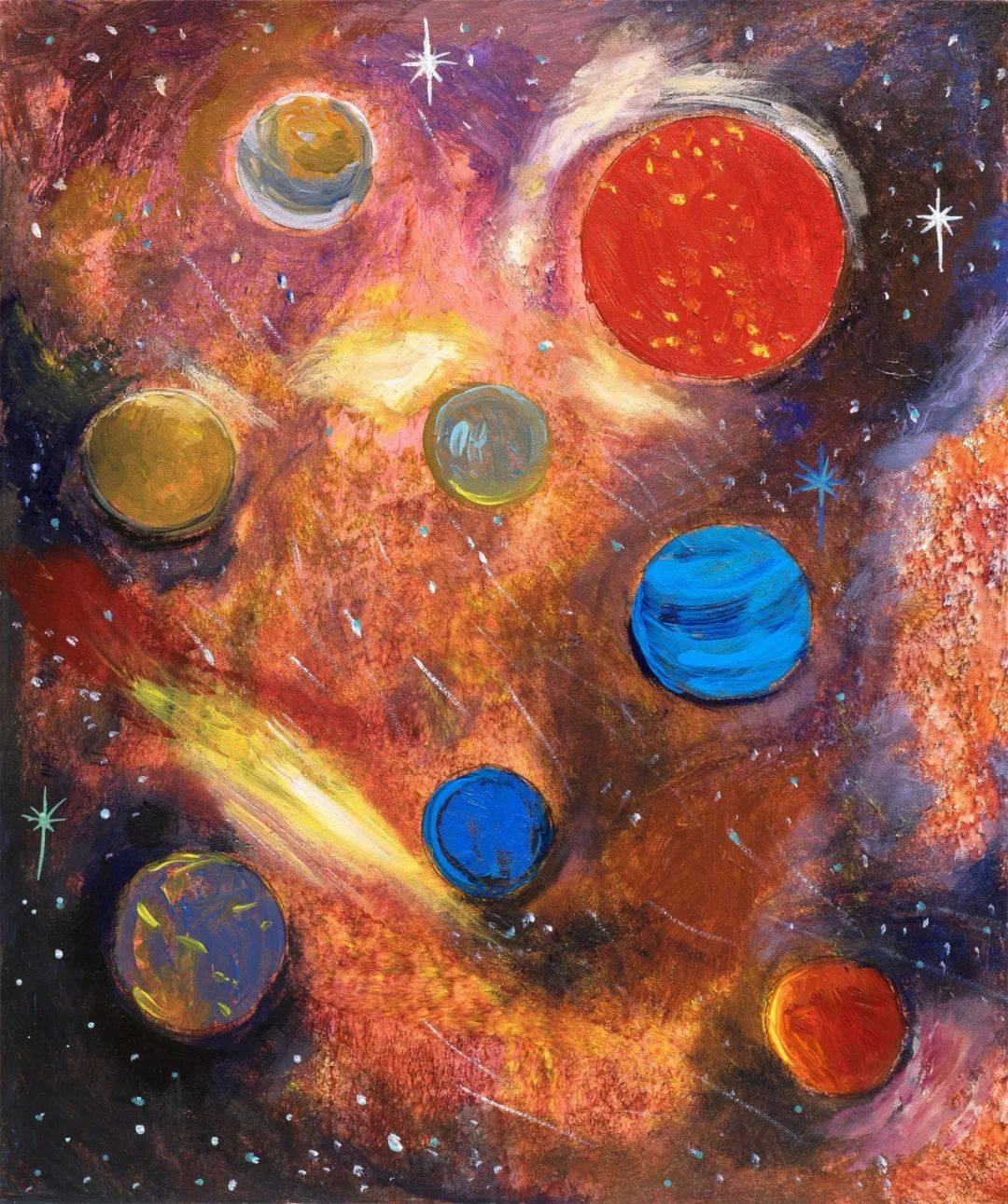 2023年 50x60cm跃动星际 布面油画 2023年 50x60cm宇宙之舞 布面油画