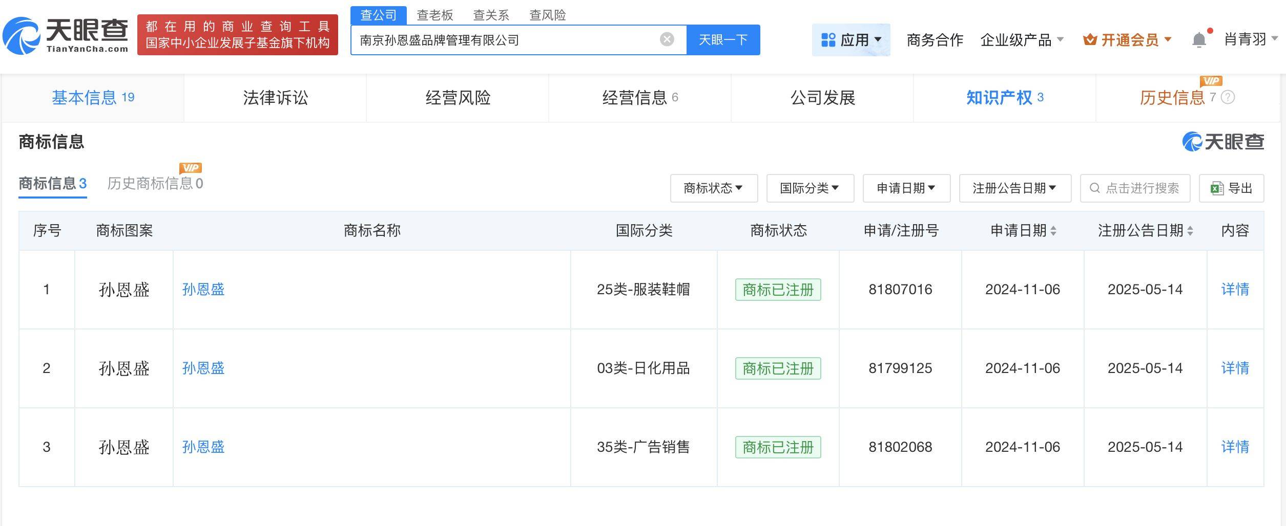 孙恩盛店铺关联公司已经营异常