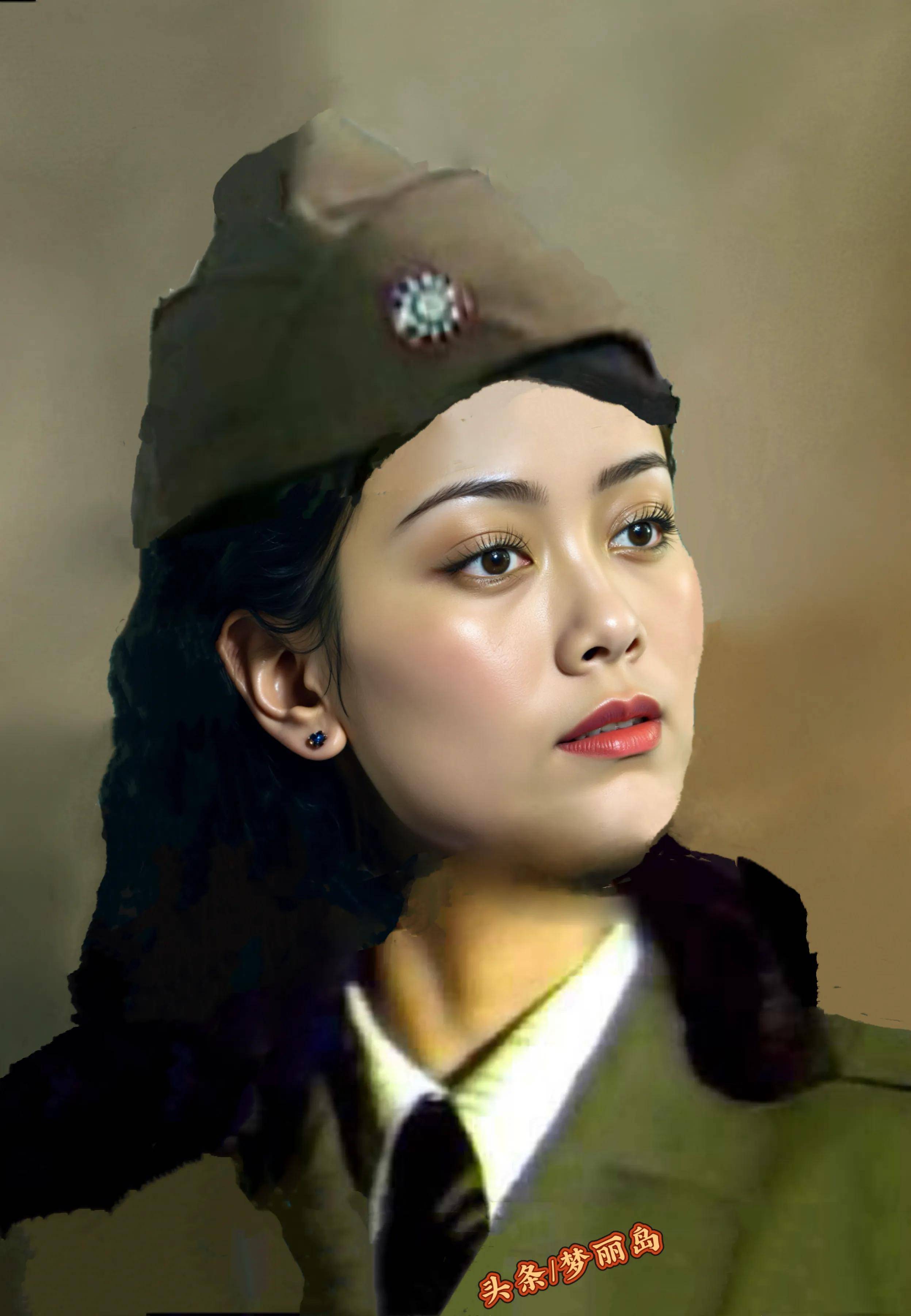 银幕上身着美式军服的八十年代女演员庞敏赵英李小力陈肖依薛淑杰