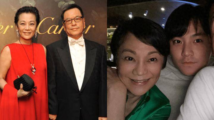 从照片可见王令尘与太太游天翼和父母张艾嘉,王靖雄在日本伊豆桂川之