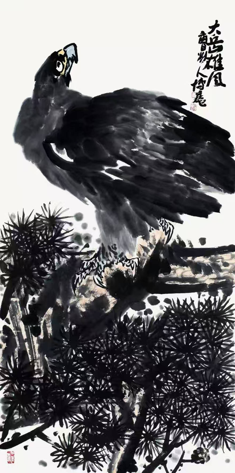铁墨雄风,田博庵画鹰作品赏析
