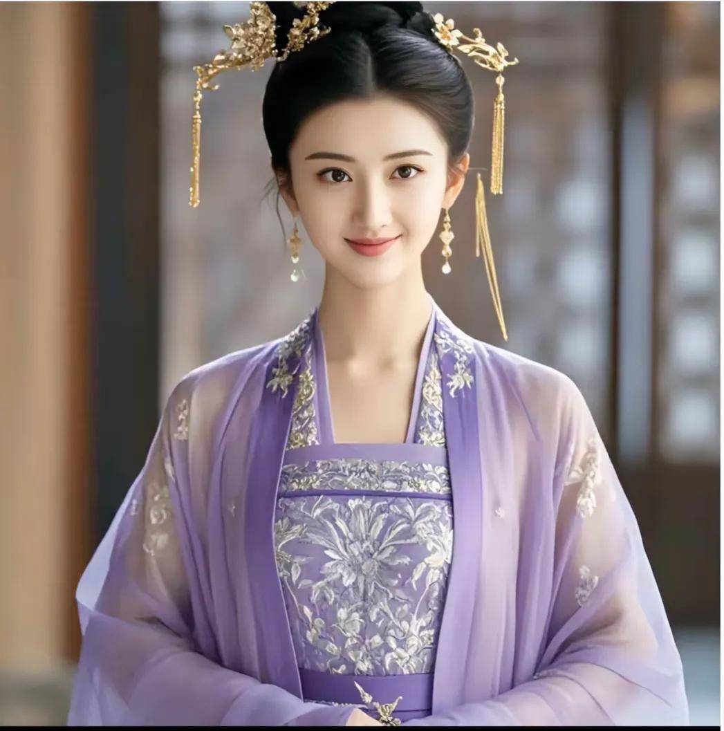 景甜紫裳仙姿人间富贵花紫衣仙女之典范