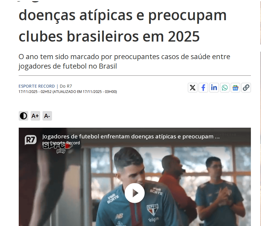 巴媒担忧巴西球员健康问题 奥斯卡队友赛后突发肺栓塞