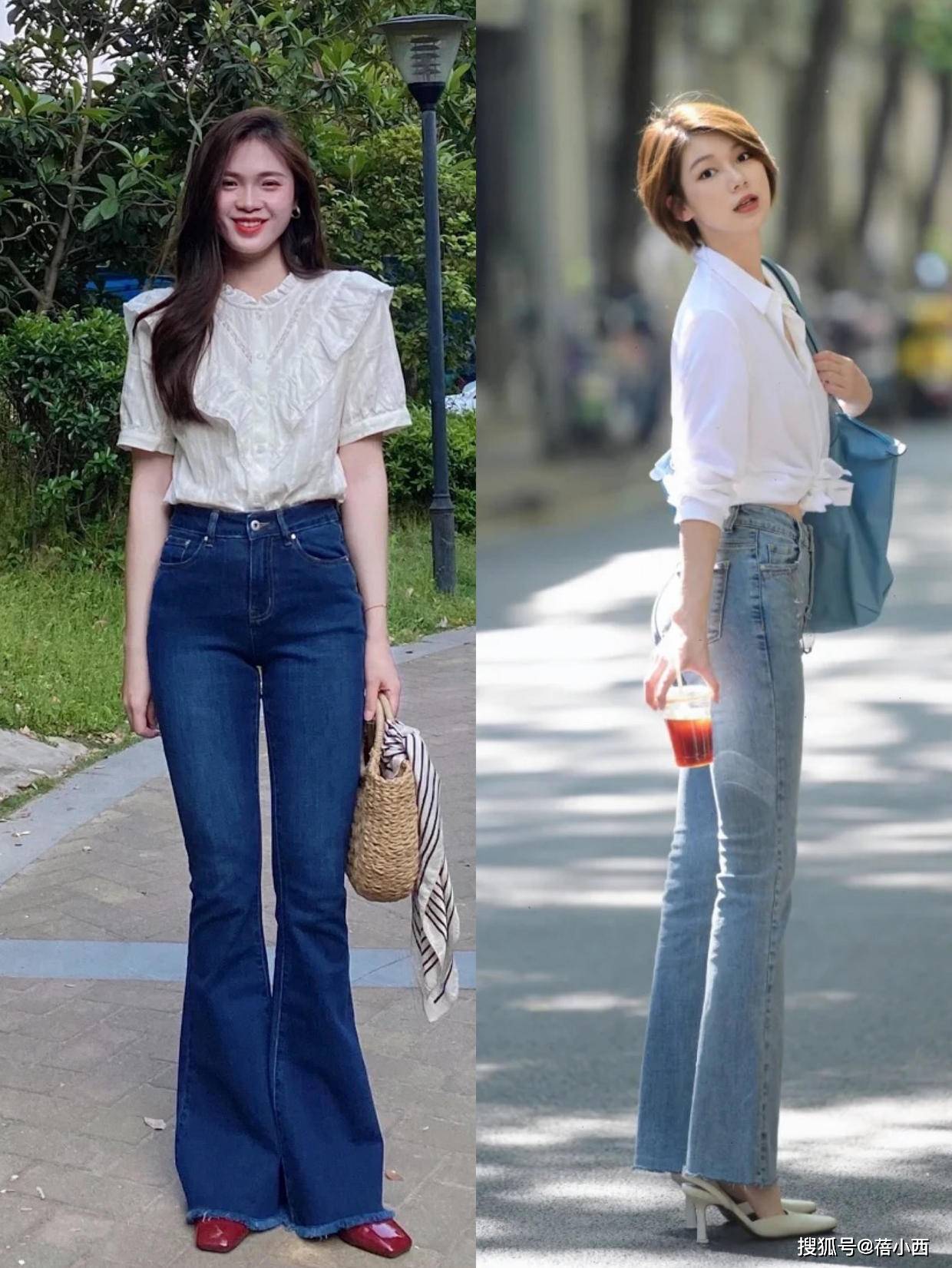聪明的女人都知道喇叭裤才是今年的神裤显瘦还洋气