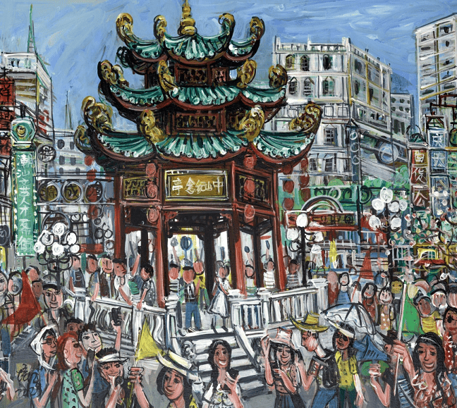 吕文扬绘画大师深耕潮汕骑楼题材民俗绘画创作