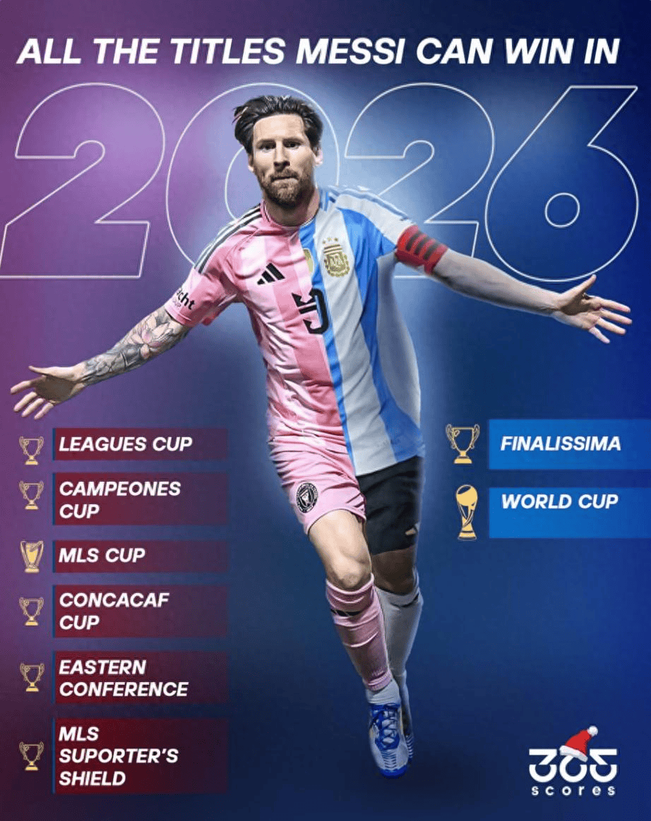 No retirement! Messi's 2026 "eight-title" plan revealed: 6 titles in Miami + 2 titles in Argentina