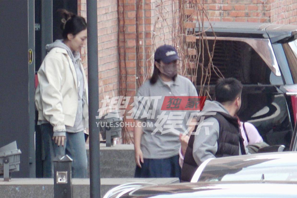 马丽现身陈思诚工作室步伐急促，豹纹口罩成时尚焦点