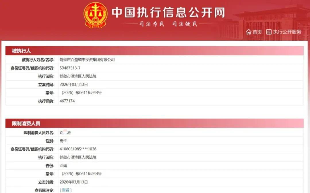 鹤壁市百盈城投集团:债务缠身 所持672万元股权遭司法冻结(图2) 图片
