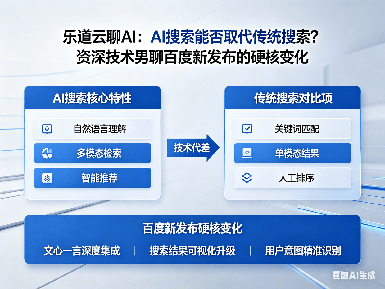 乐道云聊AI:AI搜索能否取代传统搜索？资深技术男聊百度新发布的硬核变化