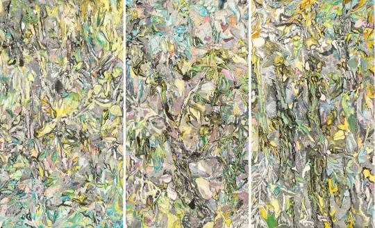 《瞻彼淇奥No.2》(3联)200&times;110cm&times;3 纸上综合材料 2022