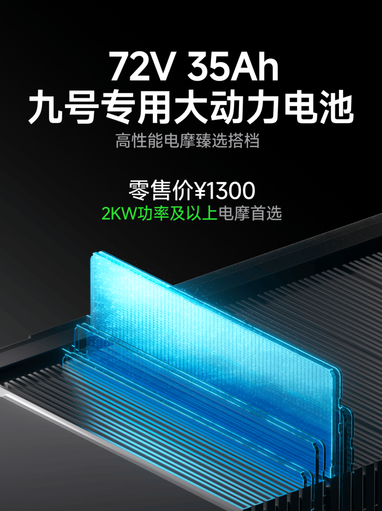 低电不掉速、动力更从容，九号72V 35Ah大动力电池成性能玩家首选(图4)