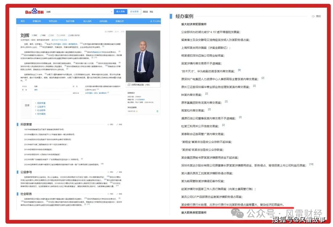 刘辉在百度百科的公开简历