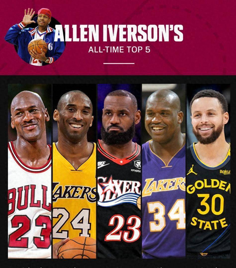 9月18日：艾弗森评心目中NBA历史前5巨星：乔丹居首，科比第2，詹姆斯库里上榜