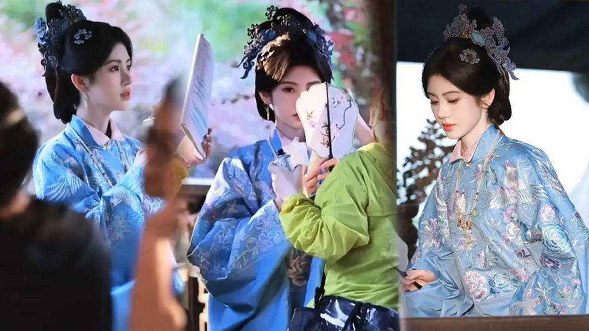 鞠婧祎穿汉服优雅大方，手持团扇温婉韵味撩人