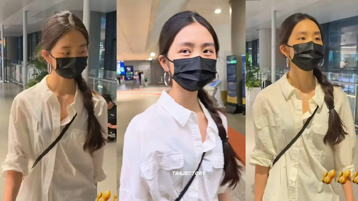 黄磊女儿独自现身机场，简约穿搭帅气又文艺