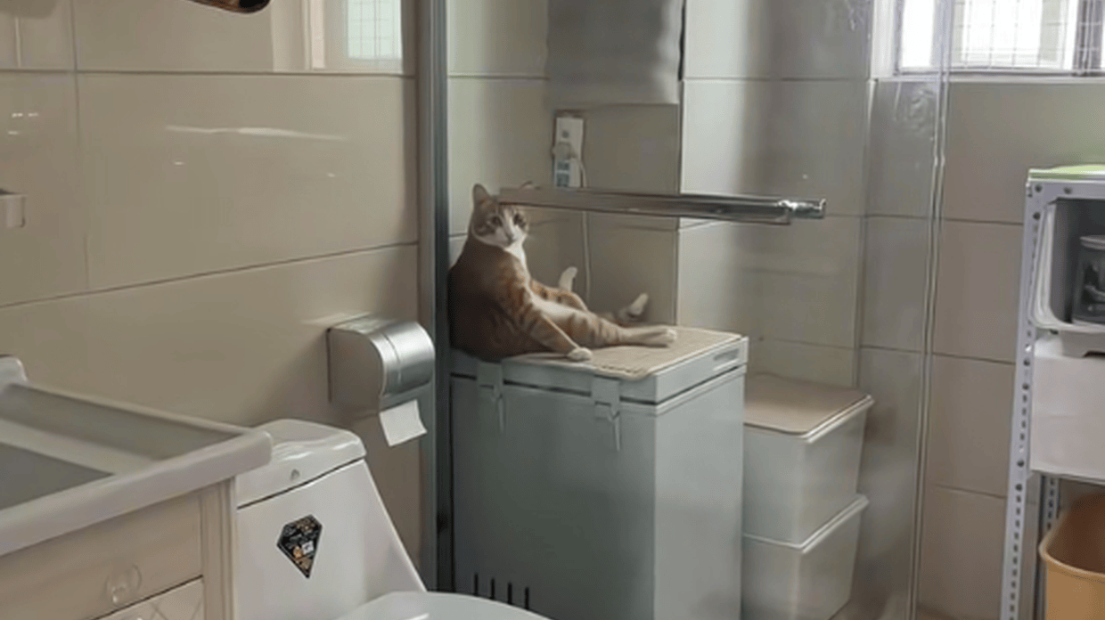 给猫带了一片比猫还大的树叶，猫咪一脸兴奋研究半天：这是什么新物种？